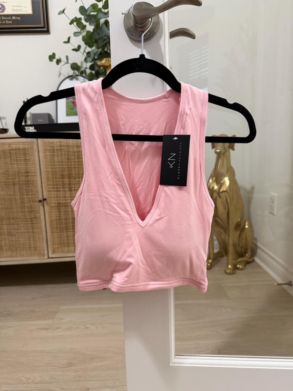 NWT Klassy Network Pink V-Neck Crop Tank